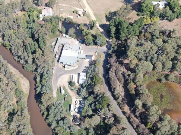 Drone flyover of slaughterhouse