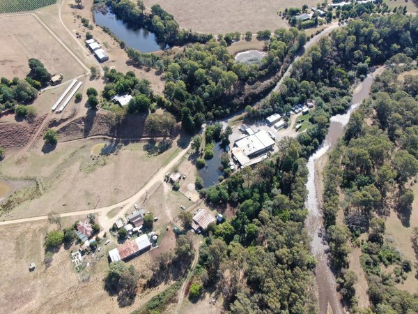 Drone flyover of slaughterhouse