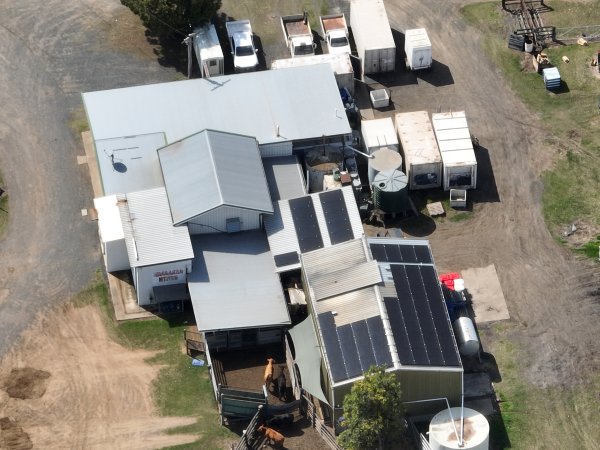 Drone flyover of slaughterhouse