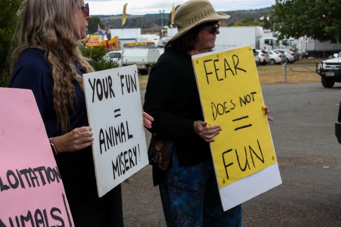 Protest outside of Queanbeyan Rodeo