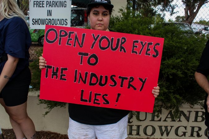 Protest outside of Queanbeyan Rodeo