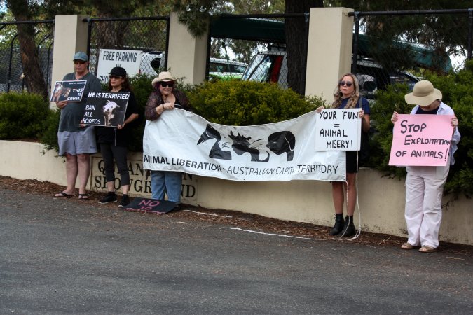 Protest outside of Queanbeyan Rodeo