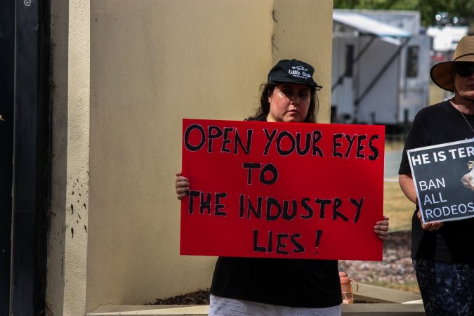 Protest outside of Queanbeyan Rodeo