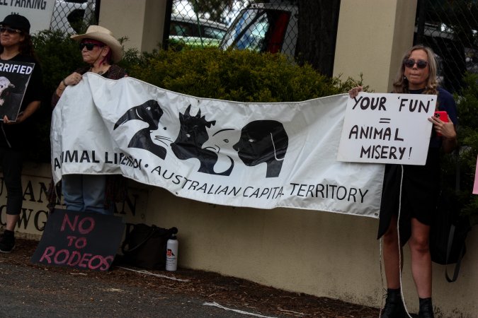 Protest outside of Queanbeyan Rodeo