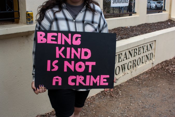 Protest outside of Queanbeyan Rodeo