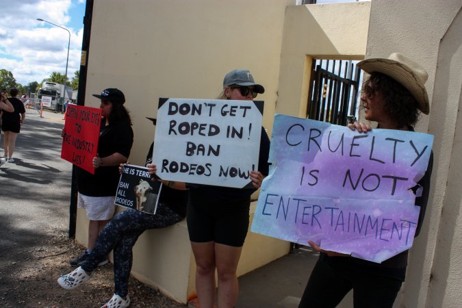 Protest outside of Queanbeyan Rodeo