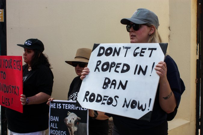 Protest outside of Queanbeyan Rodeo