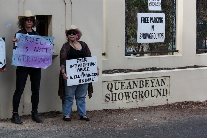 Protest outside of Queanbeyan Rodeo