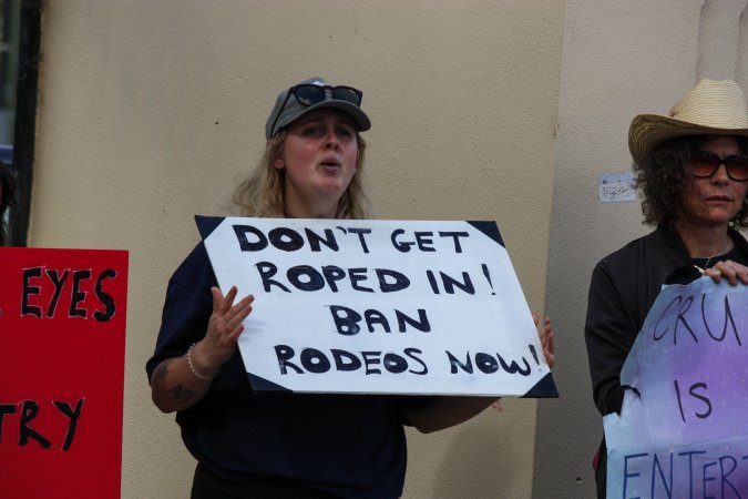 Protest outside of Queanbeyan Rodeo