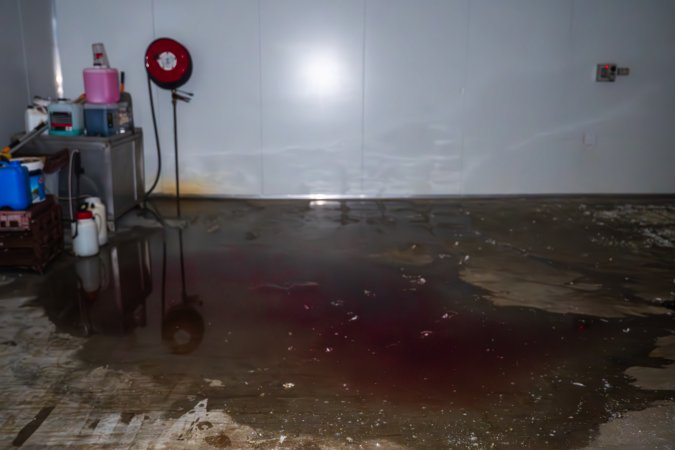 Blood on kill floor