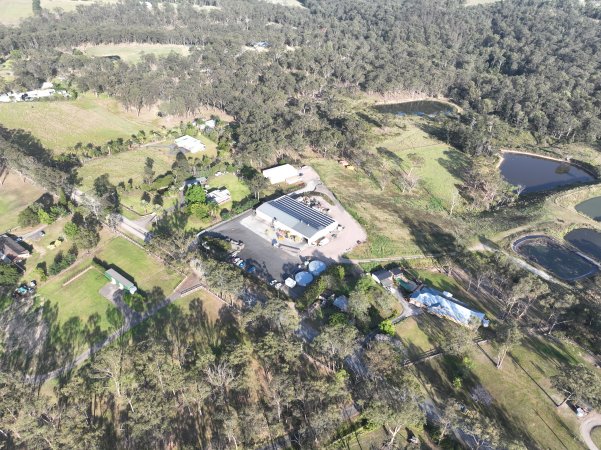 Drone shot of slaughterhouse