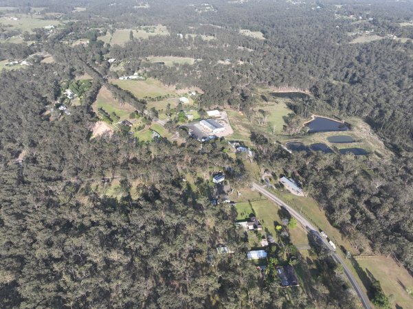 Aerial view of slaughterhouse and surrounding area
