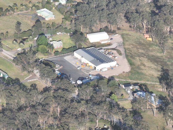 Drone shot of slaughterhouse