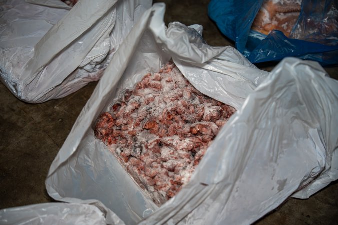 Butchered birds ready for collection