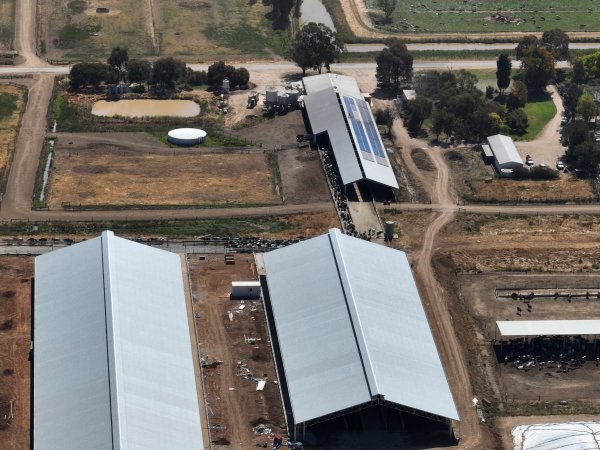 Drone flyover of Calmo Dairy