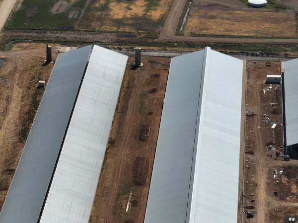 Drone flyover of zero graze sheds