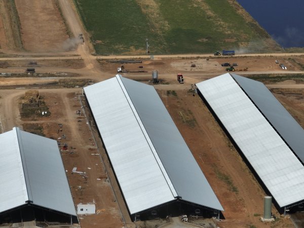 Drone flyover of zero graze sheds