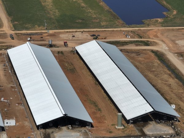 Drone flyover of zero graze sheds