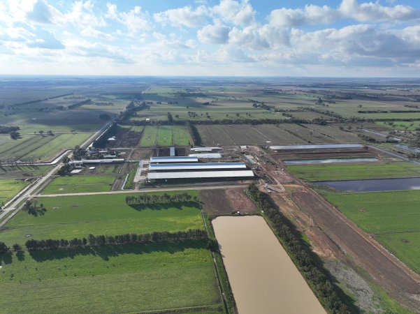 Drone flyover of Calmo dairy