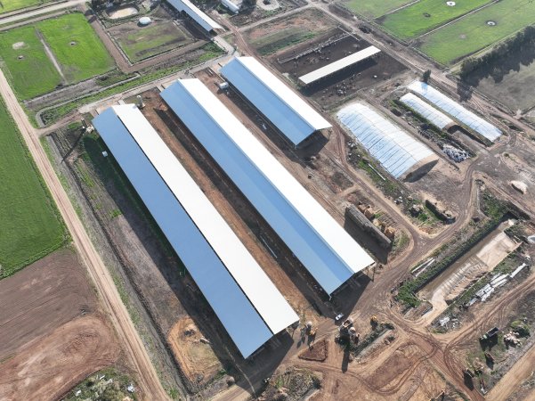 Drone flyover of Calmo dairy
