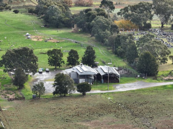 Drone flyover of slaughterhouse