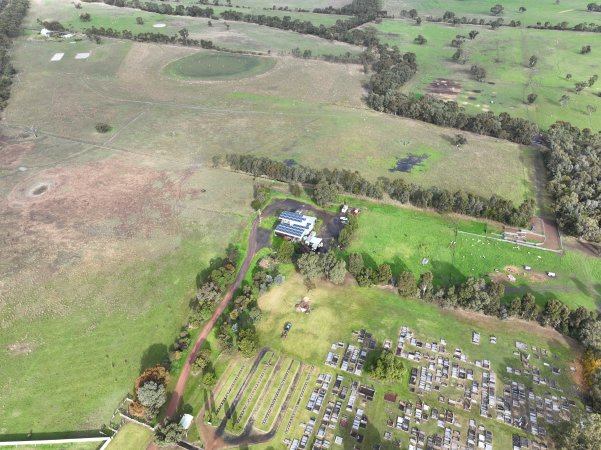Drone flyover of slaughterhouse