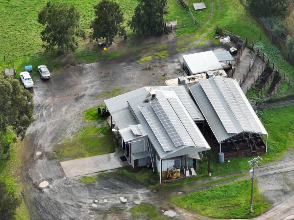 Drone flyover of slaughterhouse