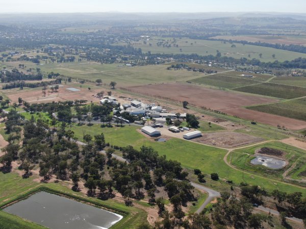 Drone flyover of slaughterhouse