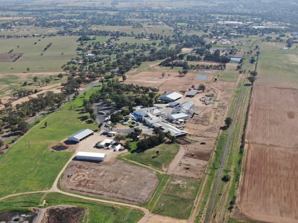 Drone flyover of slaughterhouse