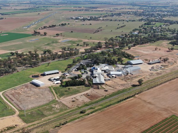 Drone flyover of slaughterhouse