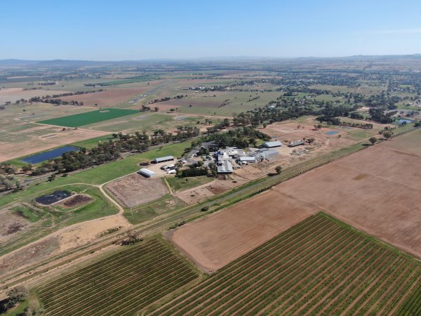 Drone flyover of slaughterhouse