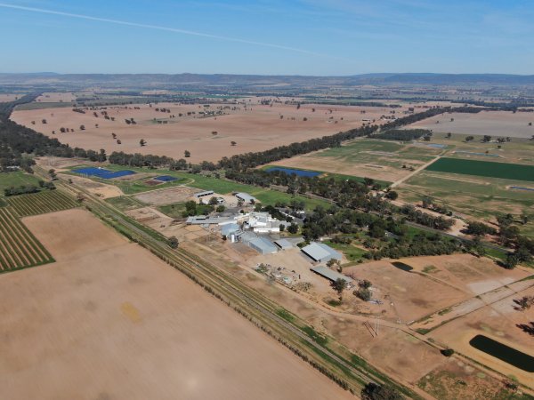 Drone flyover of slaughterhouse