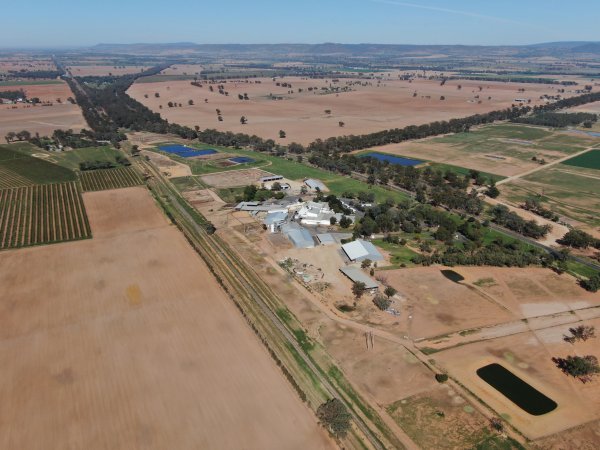 Drone flyover of slaughterhouse