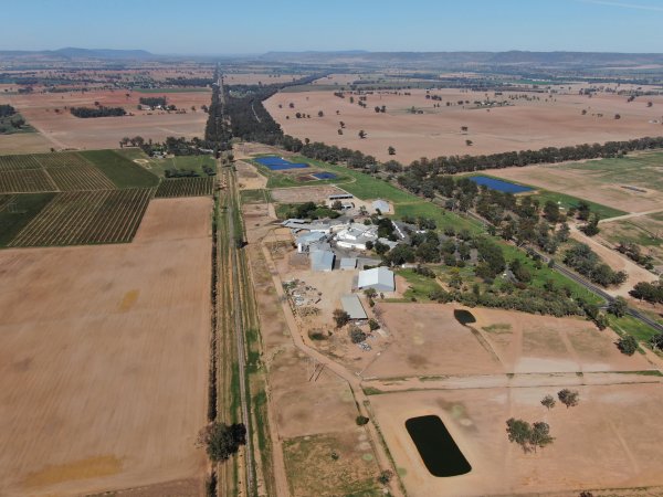 Drone flyover of slaughterhouse
