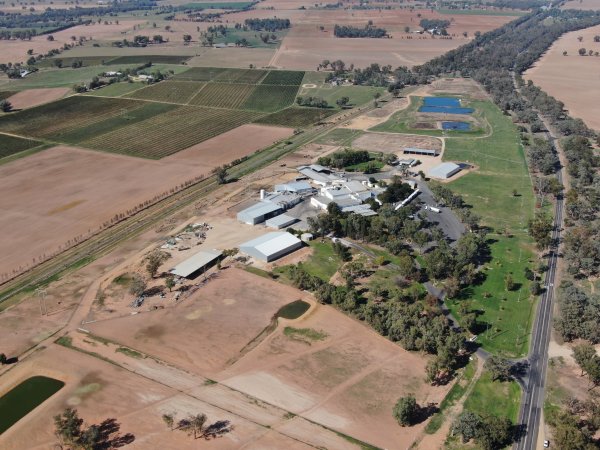 Drone flyover of slaughterhouse