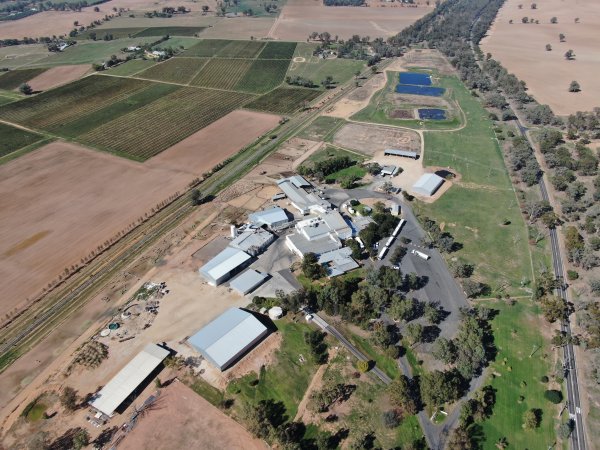 Drone flyover of slaughterhouse