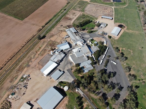 Drone flyover of slaughterhouse