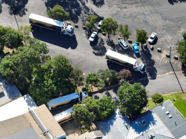 Drone flyover of slaughterhouse