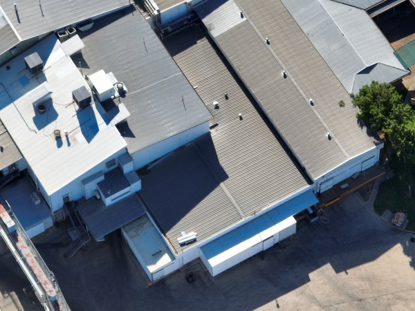 Drone flyover of slaughterhouse
