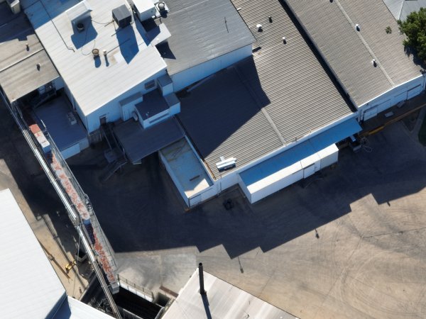 Drone flyover of slaughterhouse