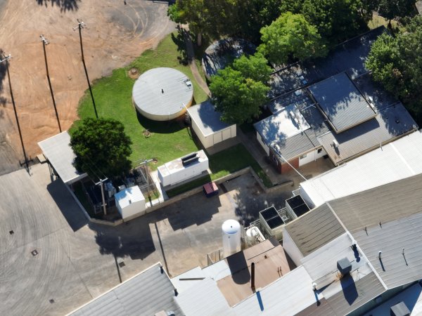 Drone flyover of slaughterhouse