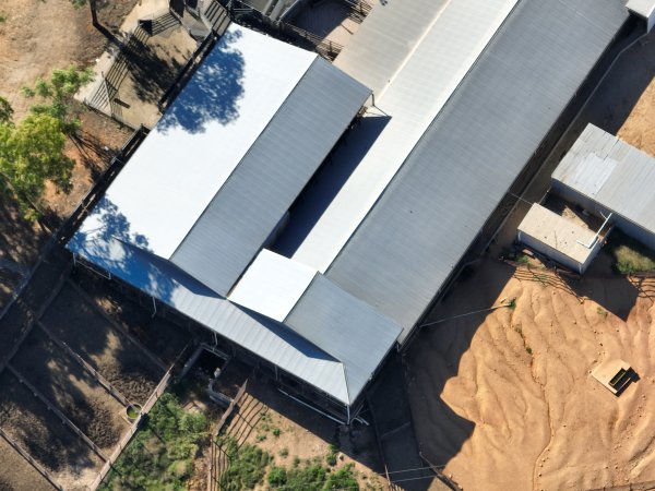 Drone flyover of slaughterhouse