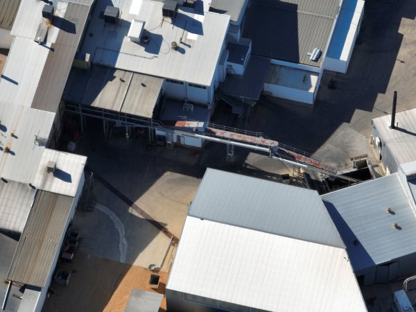 Drone flyover of slaughterhouse
