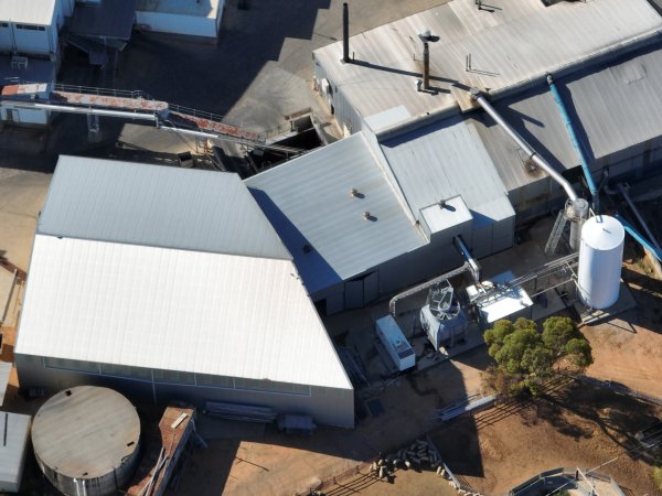 Drone flyover of slaughterhouse