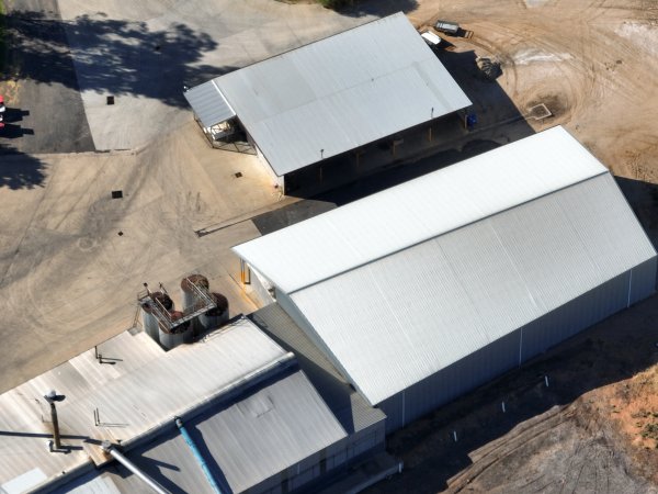 Drone flyover of slaughterhouse