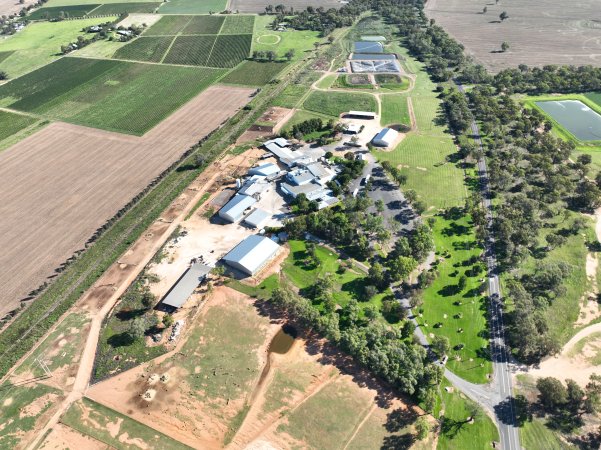Drone flyover of slaughterhouse