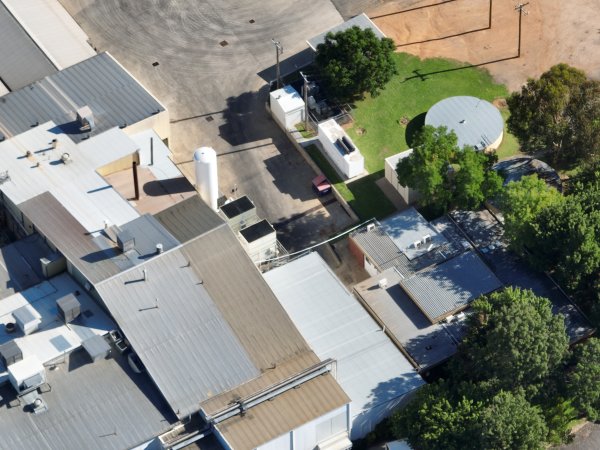 Drone flyover of slaughterhouse