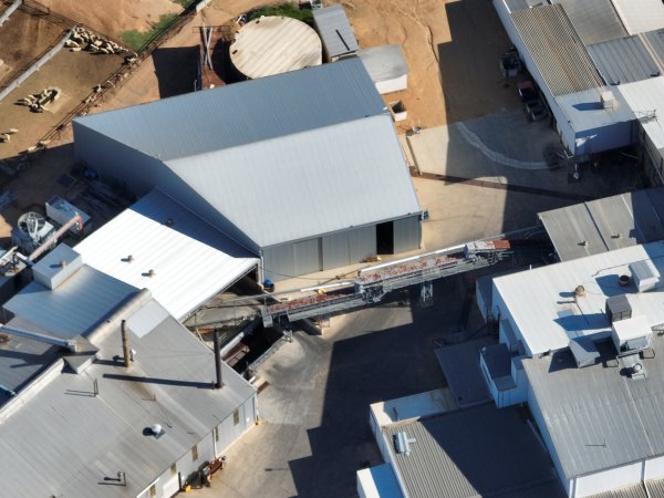Drone flyover of slaughterhouse