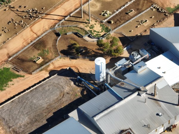 Drone flyover of slaughterhouse