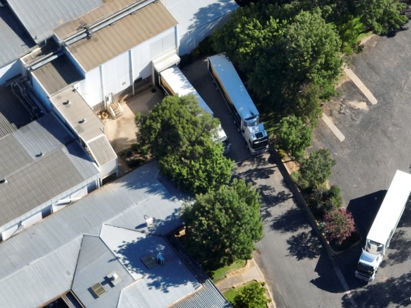Drone flyover of slaughterhouse